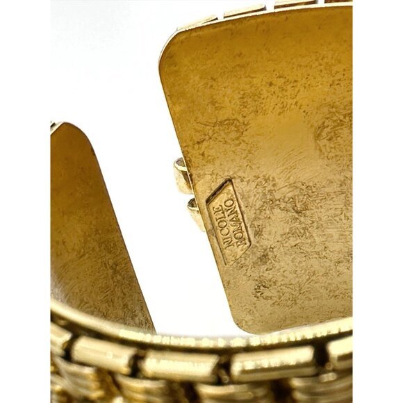 Nicole Romano Ravenea Chunky Cuff Bracelet Goldtone 2” Wide - Picture 5 of 7